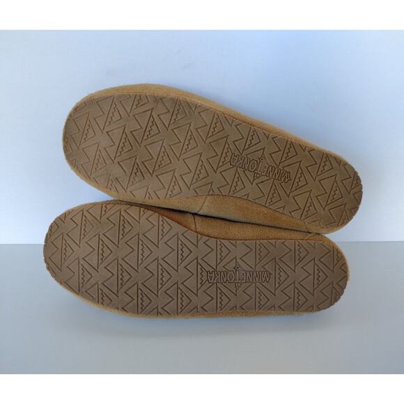 Minnetonka Womens Moccasin Tan Suede Fur Lined Mocs Casual Shoe or Slippers Sz 8 - Picture 5 of 5